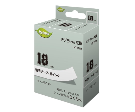 NinestAO テプラ互換テープ 透明地ラベル 18mm 黒文字 8m 16個入 NTT18K 1箱(ご注文単位1箱)【直送品】
