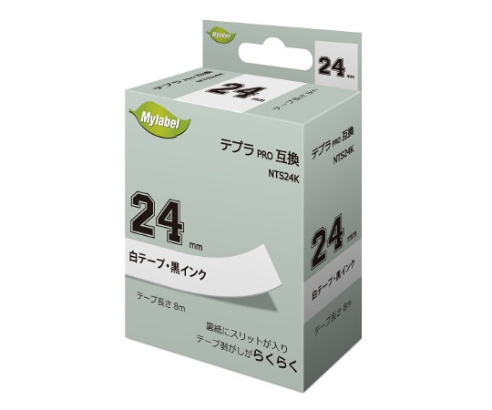 NinestAO テプラ互換テープ 白地ラベル 24mm 黒文字 8m 16個入 NTS24K 1箱(ご注文単位1箱)【直送品】