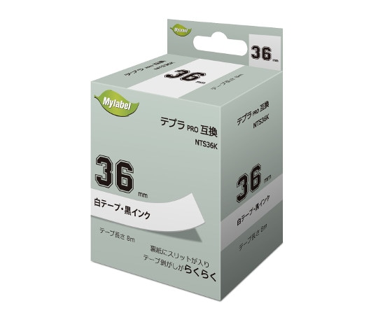 NinestAO テプラ互換テープ 白地ラベル 36mm 黒文字 8m 12個入 NTS36K 1箱(ご注文単位1箱)【直送品】