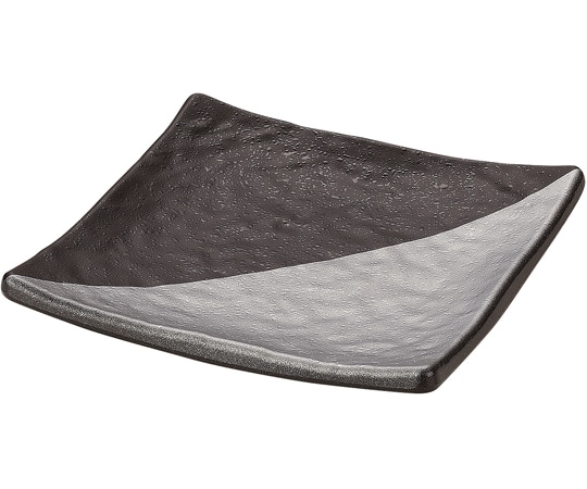 福井クラフト 正角皿 黒銀塗分け φ118mm 50022060 1個（ご注文単位1個）【直送品】