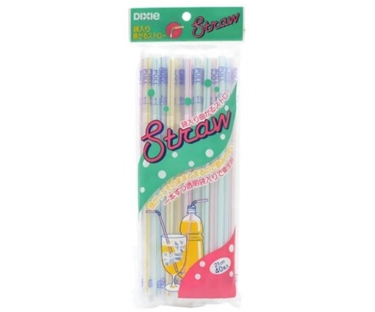 日本デキシー 袋入り曲がるストロー 21cm 40本入  1袋（ご注文単位1袋）【直送品】