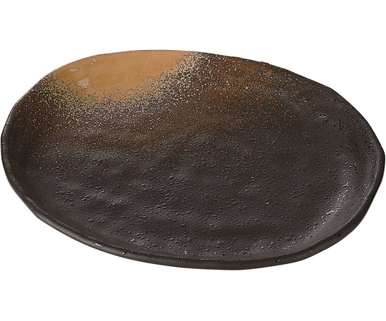 福井クラフト 楕円皿 金吹茶タタキ塗 φ165mm 50022195 1個（ご注文単位1個）【直送品】