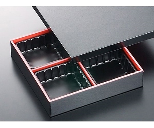 中央化学 折箱 新WD松花堂4仕切赤黒かぶせ蓋付90 90枚 159533 1ケース(ご注文単位1ケース)【直送品】