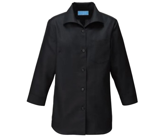 KAZEN レディスシャツ七分袖 黒 LL 627-05 LL 1枚（ご注文単位1枚）【直送品】