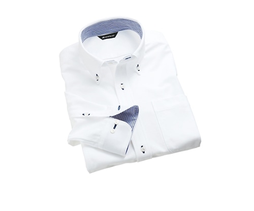 住商モンブラン ニットシャツ 男女兼用 長袖 白/ブルー ZK2711-2CB SS 1枚（ご注文単位1枚）【直送品】