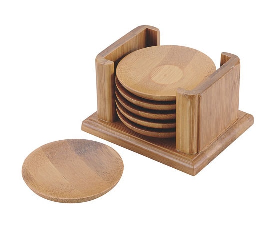 カンダ 竹 茶托丸型 6Pセット  1個（ご注文単位1個）【直送品】