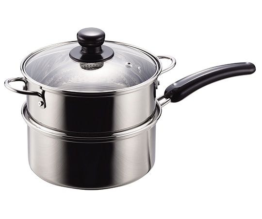 パール金属 NEWだんらん ステンレス製ガラス蓋付片手2段蒸し器 18cm H-5874 1個（ご注文単位1個）【直送品】