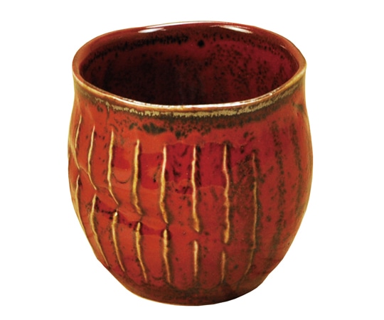 ヤマコー 削ぎ目 湯のみ ゆず赤 79310 1個（ご注文単位1個）【直送品】