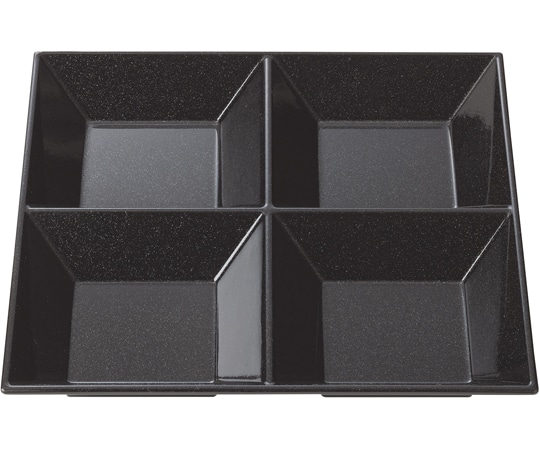 福井クラフト 22cm スクエアプレート 四ッ仕切黒艶消(裏黒) 50028580 1個（ご注文単位1個）【直送品】