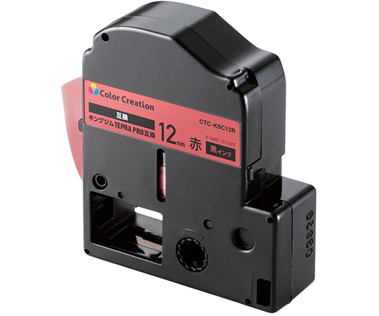 カラークリエーション テプラPRO用互換テープ パステル レッド 黒文字 8m 12mm幅 CTC-KSC12R 1個(ご注文単位1個)【直送品】
