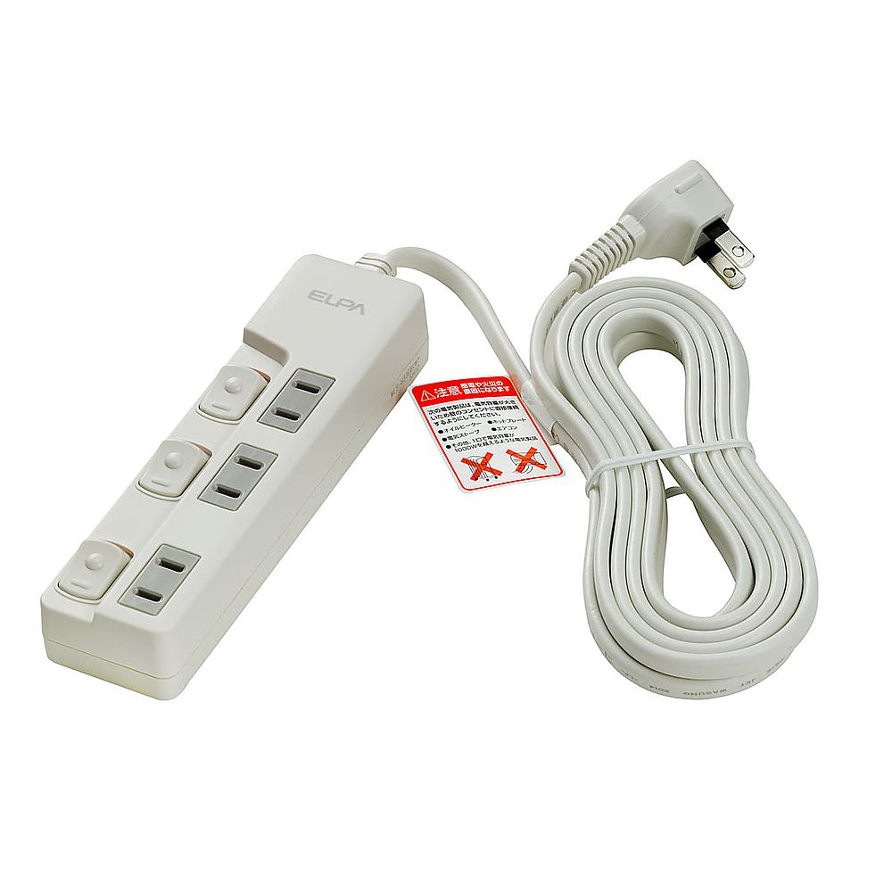 ELPA ランプレススイッチ付タップ3P3m WLS-U33EB(W) 1個(ご注文単位1個)【直送品】