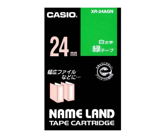 カシオ カシオ ネームランドテープ24mm幅 (緑地/白文字) XR-24AGN 1個(ご注文単位1個)【直送品】