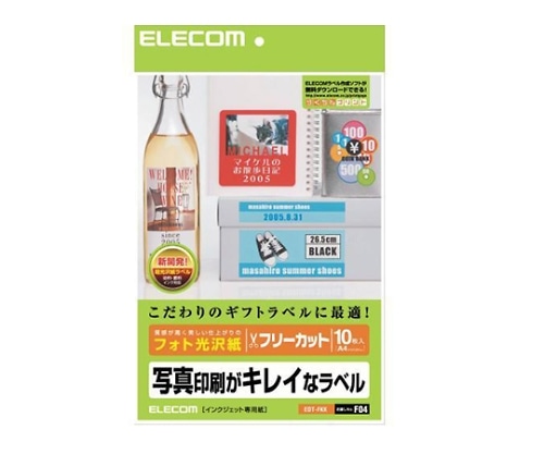 エレコム フリーカットラベル フォト光沢紙 1パック(10枚入) EDT-FKK 1パック(ご注文単位1パック)【直送品】