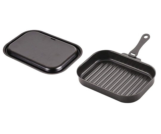 パール金属 ラクッキング 鉄製蓋・ハンドル付角型グリルパン ウェーブ 25×17cm HB-3994 1個（ご注文単位1個）【直送品】