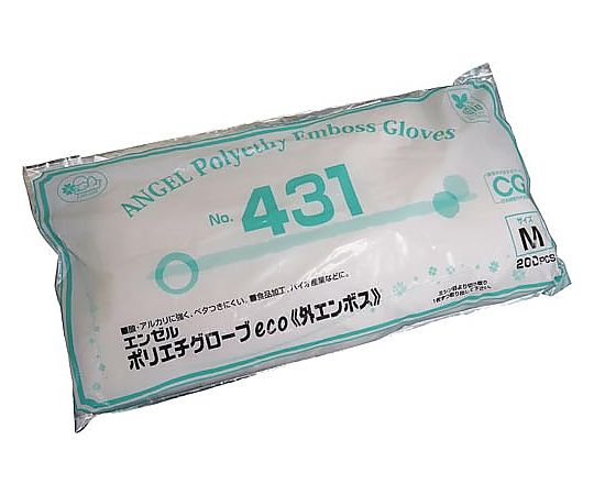 サンフラワー ポリエチグローブeco外エンボスMクリア 1袋(200枚入) No.431-MC 1袋(ご注文単位1袋)【直送品】