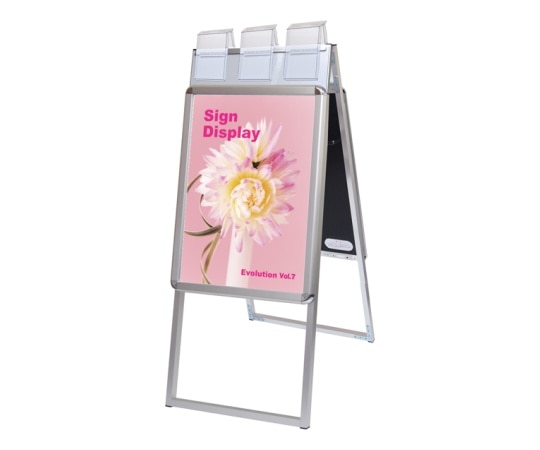 常磐精工 ポスターグリップスタンド看板パンフレットケース付(屋外用) A2両面シルバー PGSKP-A2RS-G 1個(ご注文単位1個)【直送品】