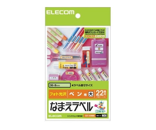 エレコム なまえラベル(ペン用・大) 22面×12シート EDT-KNM6 1パック(ご注文単位1パック)【直送品】