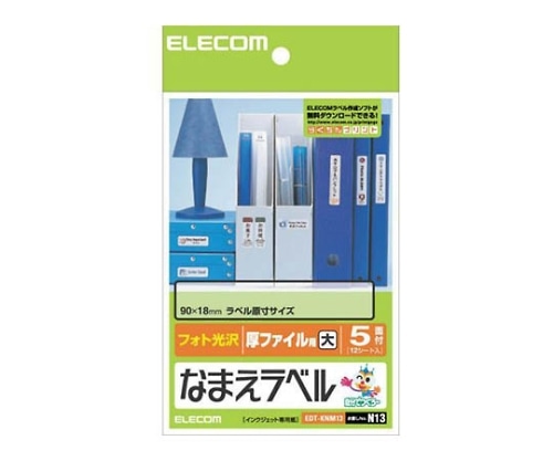 エレコム なまえラベル(厚ファイル用・大) 5面×12シート EDT-KNM13 1パック(ご注文単位1パック)【直送品】