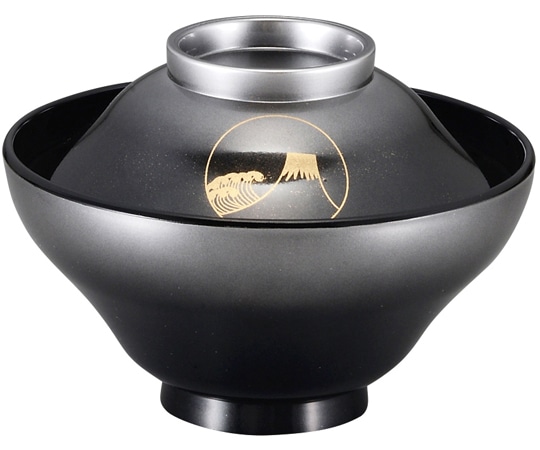 福井クラフト 耐熱4寸 富士型かすみ椀 白富士絵入 内黒 80516784 1個（ご注文単位1個）【直送品】