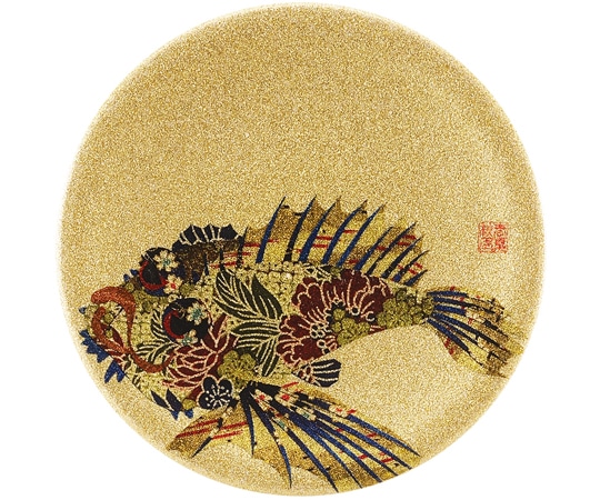 福井クラフト A150寿司皿 ゴールドパール 千代紙オコゼ 13000075 1個（ご注文単位1個）【直送品】