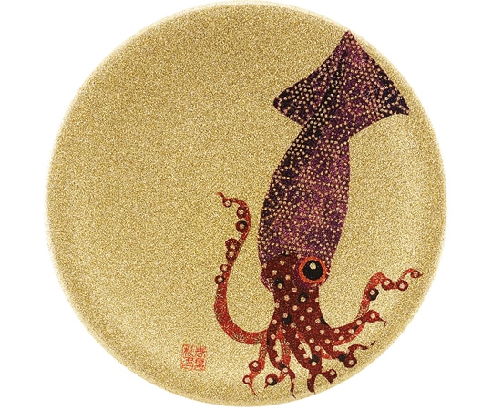 福井クラフト A150寿司皿 ゴールドパール 千代紙イカ 13000077 1個（ご注文単位1個）【直送品】