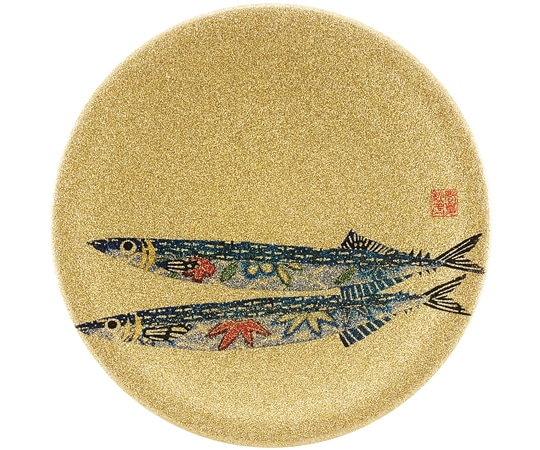 福井クラフト A150寿司皿 ゴールドパール 千代紙サンマ 13000079 1個（ご注文単位1個）【直送品】