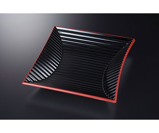 福井クラフト 釣段角皿 黒渕朱 21005215 1個（ご注文単位1個）【直送品】