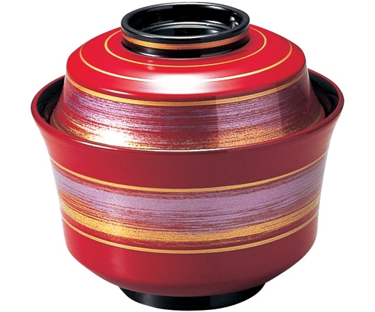 福井クラフト 耐熱3.6寸 天竜寺椀 朱/紫カスリ帯 内黒 12024750 1個（ご注文単位1個）【直送品】