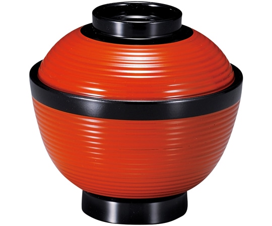 福井クラフト 耐熱3.6寸 千筋高仙才椀 朱ツバ黒 内黒 31006450 1個（ご注文単位1個）【直送品】