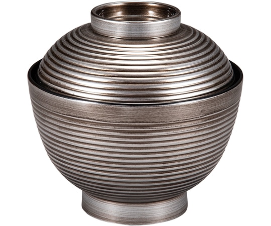 福井クラフト 耐熱3.6寸 千筋高仙才椀 銀錆透き 内黒 30044780 1個（ご注文単位1個）【直送品】