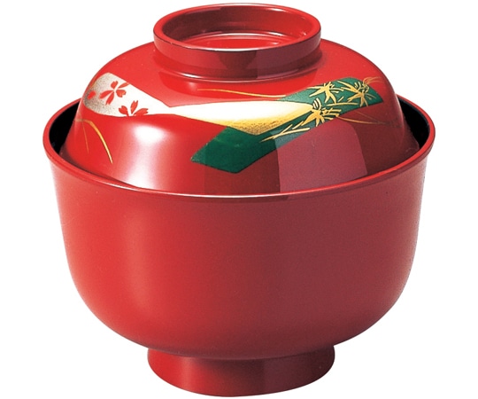 福井クラフト 耐熱3.7寸 羽反吸物椀 朱/短冊 内朱 12024670 1個（ご注文単位1個）【直送品】