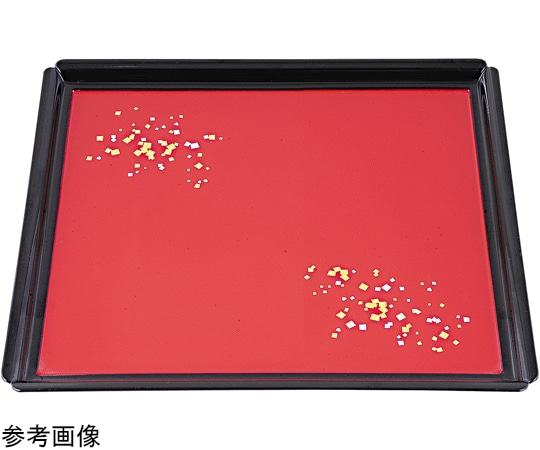 福井クラフト 尺2 角木瓜盆 朱渕黒金銀箔SL 50412300 1個（ご注文単位1個）【直送品】