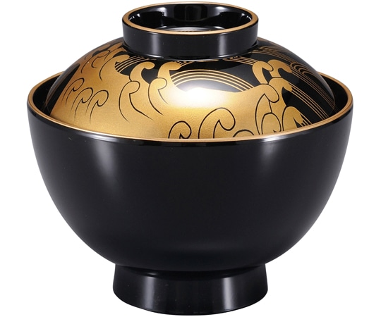 福井クラフト 新和越前椀 黒金波 70000840 1個（ご注文単位1個）【直送品】