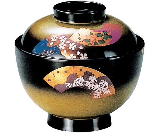 福井クラフト 耐熱3.8寸 京型椀 扇面 内黒 33024080 1個（ご注文単位1個）【直送品】