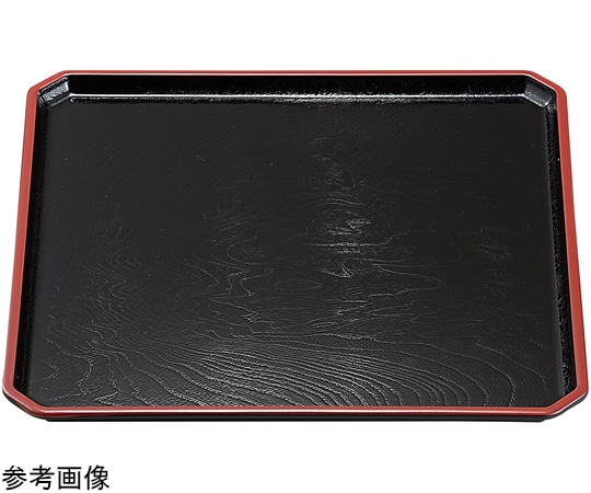 福井クラフト 尺0 角隅切木目盆 黒天朱SL 15156690 1個（ご注文単位1個）【直送品】