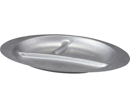 福井クラフト 25cm ステン小判仕切皿(スモーク銀) 62164710 1個（ご注文単位1個）【直送品】