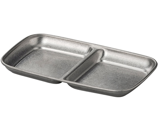 福井クラフト ステン二ツ切皿(スモーク銀) 62163820 1個（ご注文単位1個）【直送品】