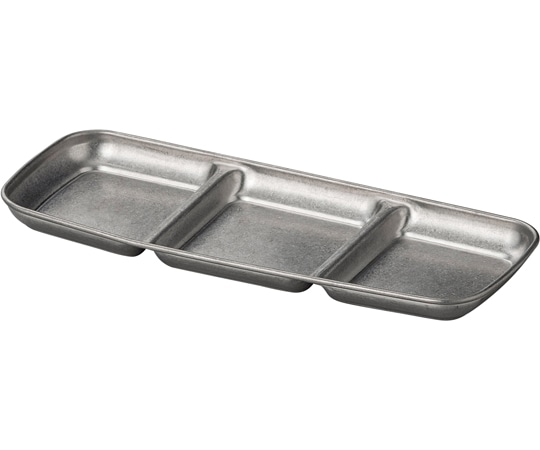 福井クラフト ステン三ツ切皿(スモーク銀) 62163830 1個（ご注文単位1個）【直送品】