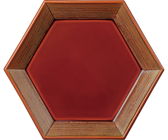 福井クラフト 耐A六角渕ヘギ目皿 漆調春慶/裏黒 50001220 1個（ご注文単位1個）【直送品】