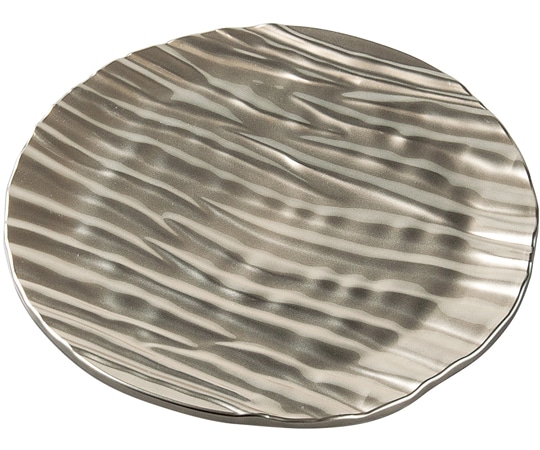 福井クラフト 32cm しのぎ波彫丸皿 銀透き 51022070 1個（ご注文単位1個）【直送品】