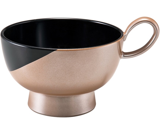 福井クラフト 仙才トッティー椀(大)三日月塗分け 黒/銀透き(琳) 33710280 1個（ご注文単位1個）【直送品】