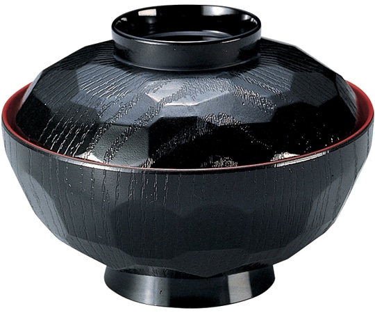 福井クラフト 耐熱4寸 亀甲吸物椀 黒 内朱 33602410 1個（ご注文単位1個）【直送品】