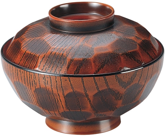 福井クラフト 4寸 亀甲吸物椀 栃 内朱 33100340 1個（ご注文単位1個）【直送品】