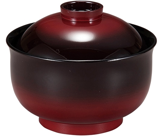福井クラフト 耐熱3.8寸 ゆり型吸物椀 朱ぼかし内黒 30045070 1個（ご注文単位1個）【直送品】