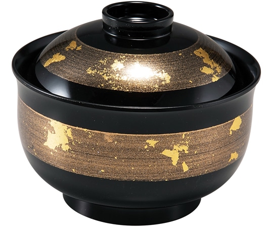 福井クラフト 耐熱3.8寸 ゆり型吸物椀 ゴールド帯金箔 内黒 33710660 1個（ご注文単位1個）【直送品】