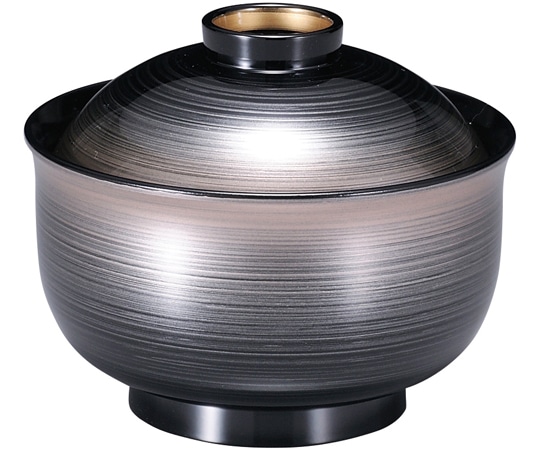 福井クラフト 耐熱3.8寸 ゆり型吸物椀 銀かすみ高台内金 内黒 31006550 1個（ご注文単位1個）【直送品】