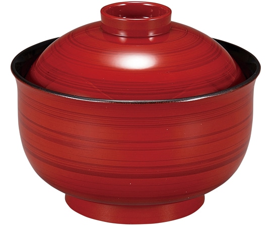 福井クラフト 耐熱3.8寸 ゆり型吸物椀 朱/黒筋目内黒 30045080 1個（ご注文単位1個）【直送品】