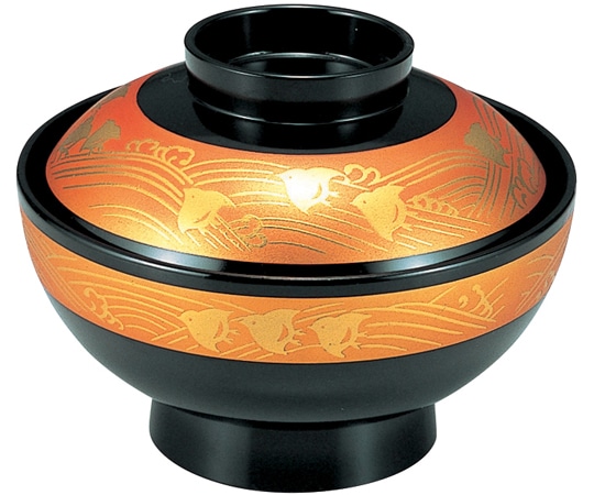 福井クラフト TA4寸 仙才椀 黒金帯波千鳥 33500470 1個(ご注文単位1個)【直送品】