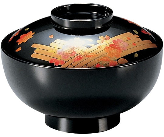 福井クラフト 耐熱4寸 石平仙才椀 黒/花イカダ内黒 32601000 1個(ご注文単位1個)【直送品】