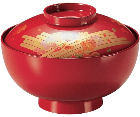 福井クラフト 耐熱4寸 石平仙才椀 朱/花イカダ内黒 32600990 1個(ご注文単位1個)【直送品】